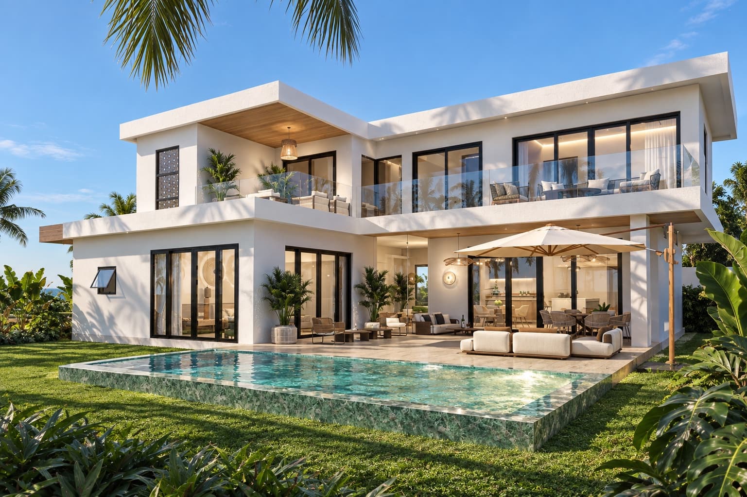 A villa in its garden.